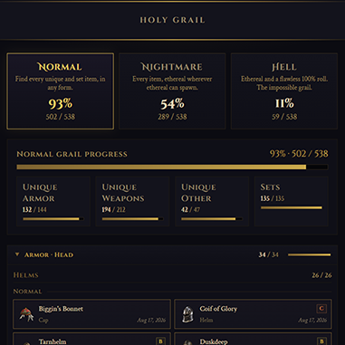 Holy Grail tracker