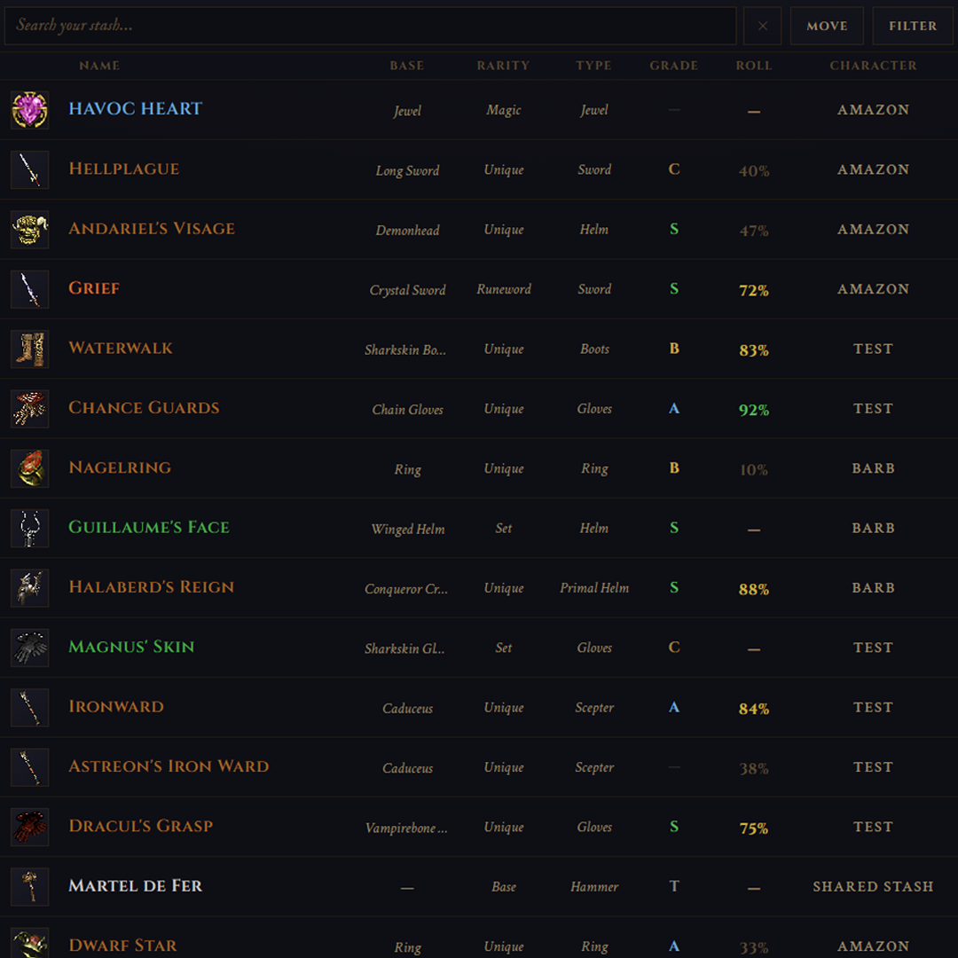 Stash management built for online players